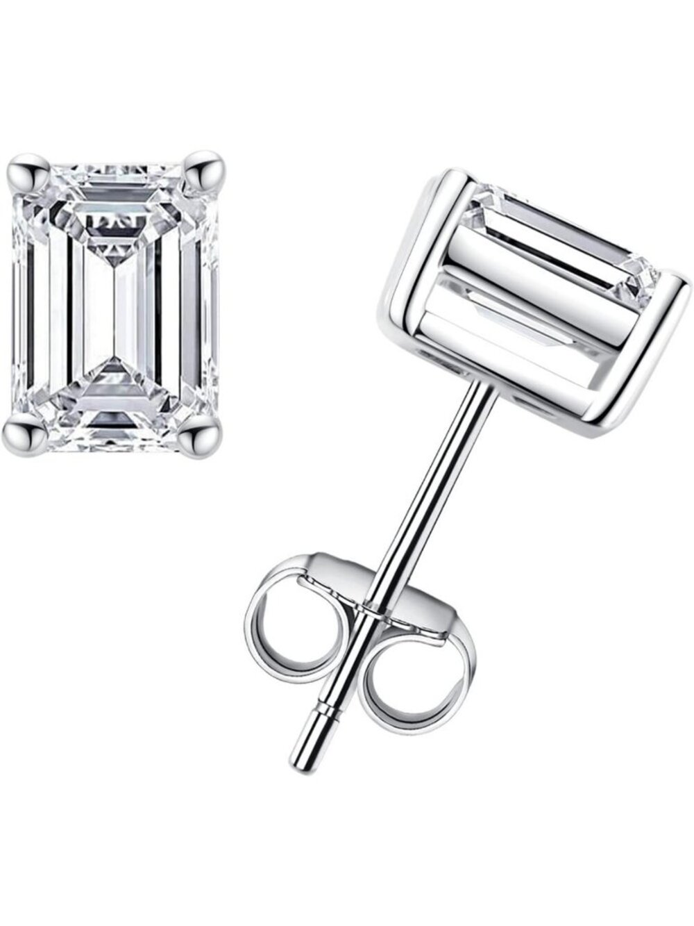 10K Moissanite Princess Cut Stud Earrings 1.2-4cttw D Color VVS1 in Sterling